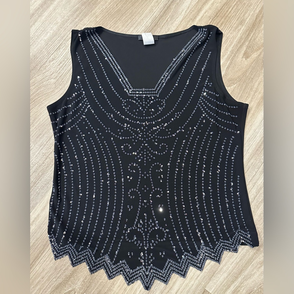 MSK Black and Silver Embellished Tank Top